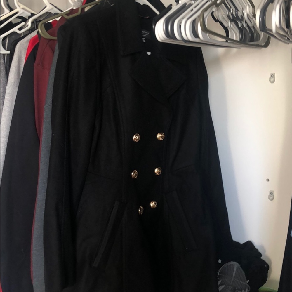 black button up winter coat